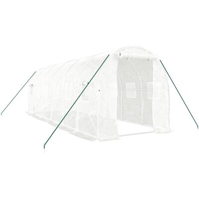 VMP Szklarnia Ze Stalową Ramą, Biała, 12 M² 6X2X2 M VMP Szklarnia Ze Stalową Ramą, Biała, 12 M² 6X2X2 M