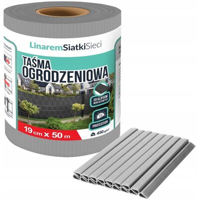 Linarem SiatkiSieci Taśma Ogrodzeniowa Płot Ogrodzenie 19Cmx50M Szara Linarem SiatkiSieci Taśma Ogrodzeniowa Płot Ogrodzenie 19Cmx50M Szara