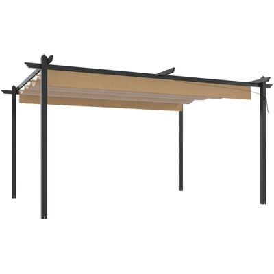 Vidaxl Altana Ogrodowa Ze Zwijanym Dachem, 4X3 M, Kolor Taupe Vidaxl Altana Ogrodowa Ze Zwijanym Dachem, 4X3 M, Kolor Taupe