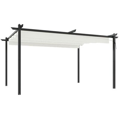 vidaXL Pergola z wysuwaną dachówką 4x3 m Kremowa - Pergola vidaXL Pergola z wysuwaną dachówką 4x3 m Kremowa - Pergola