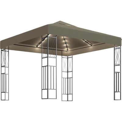 vidaXL Altana ze sznurem lampek LED, 3x3 m, tkanina w kolorze taupe vidaXL Altana ze sznurem lampek LED, 3x3 m, tkanina w kolorze taupe