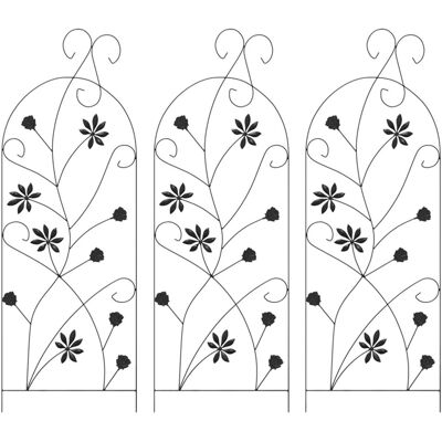 vidaXL Ogrodzenie Ogrodowe 3 pcs Czarny 112 x 40 cm Stal vidaXL Ogrodzenie Ogrodowe 3 pcs Czarny 112 x 40 cm Stal