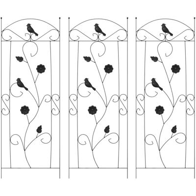 vidaXL Ogrodzenie Ogrodowe Krata 3 pcs Czarny 112 x 40 cm Stal vidaXL Ogrodzenie Ogrodowe Krata 3 pcs Czarny 112 x 40 cm Stal