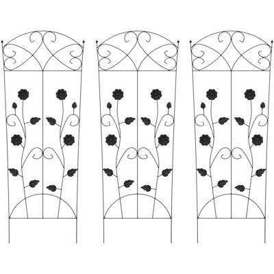 vidaXL Ogrodzenie Ogrodowe Krata 3 pcs Czarny 112 x 40 cm Stal vidaXL Ogrodzenie Ogrodowe Krata 3 pcs Czarny 112 x 40 cm Stal