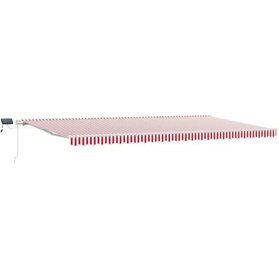 vidaXL Ręczna markiza chowana z oświetleniem LED w czerwone i białe paski 600x300 cm vidaXL Ręczna markiza chowana z oświetleniem LED w czerwone i białe paski 600x300 cm