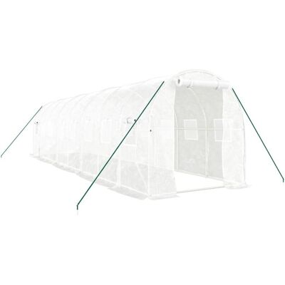 Szklarnia vidaXL 8x2x2 m Biały stalowy stelaż - Szklarnia Szklarnia vidaXL 8x2x2 m Biały stalowy stelaż - Szklarnia