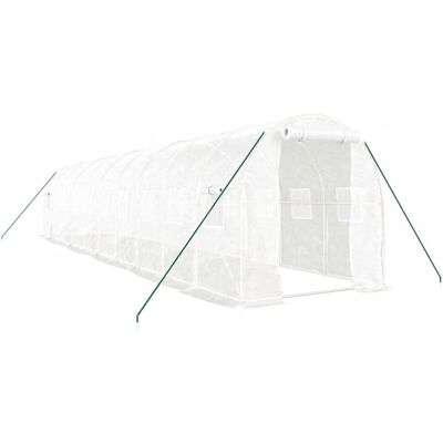 Szklarnia z białej stali vidaXL - 10x2x2 m - Przechadzka, Odporna na UV Szklarnia z białej stali vidaXL - 10x2x2 m - Przechadzka, Odporna na UV