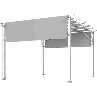 Zamienny dach Outsunny do pergoli 488 x 122 cm z ochroną UV, markiza na zadaszenie tarasu, plandeka zamienna do altany 3 x 3 m, jasnoszary Zamienny dach Outsunny do pergoli 488 x 122 cm z ochroną UV, markiza na zadaszenie tarasu, plandeka zamienna do altany 3 x 3 m, jasnoszary