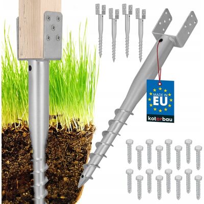 Kotarbau ZESTAW 4X PODSTAWA SŁUPA WKRĘCANA ZIEMI KOTWA SREBRNY 101X720 MM OGRODZENIA Kotarbau ZESTAW 4X PODSTAWA SŁUPA WKRĘCANA ZIEMI KOTWA SREBRNY 101X720 MM OGRODZENIA