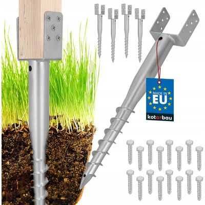 Kotarbau ZESTAW 4X PODSTAWA SŁUPA WKRĘCANA ZIEMI KOTWA SREBRNY 122X735 MM OGRODZENIA Kotarbau ZESTAW 4X PODSTAWA SŁUPA WKRĘCANA ZIEMI KOTWA SREBRNY 122X735 MM OGRODZENIA
