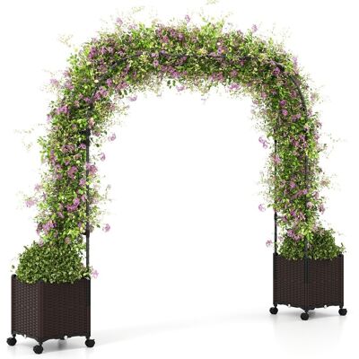 Costway Łuk ogrodowy z 2 donicami - Pergola metalowa na zewnątrz Costway Łuk ogrodowy z 2 donicami - Pergola metalowa na zewnątrz