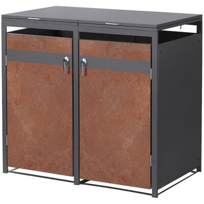 ECD Germany ML-Design pojemnik na śmieci 2x 240 l 132x80x120 cm antracytowy efekt rdzy stal kortenowa zamykany kosz na odpady pokrywa na zawiasach pojemnik zewn.. ECD Germany ML-Design pojemnik na śmieci 2x 240 l 132x80x120 cm antracytowy efekt rdzy stal kortenowa zamykany kosz na odpady pokrywa na zawiasach pojemnik zewn..