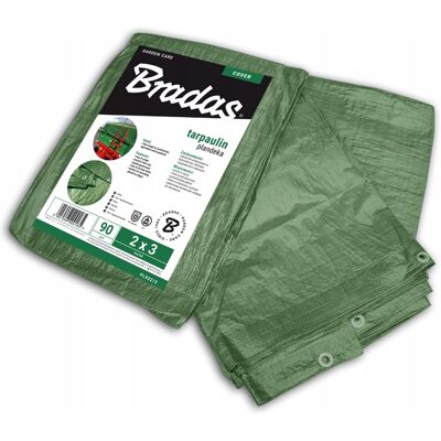 BRADAS PLANDEKA GRUBA MROZOODPORNA PŁACHTA WZMACNIANA OKRYCIE 5m x 6m 90g/m2 BRADAS PLANDEKA GRUBA MROZOODPORNA PŁACHTA WZMACNIANA OKRYCIE 5m x 6m 90g/m2
