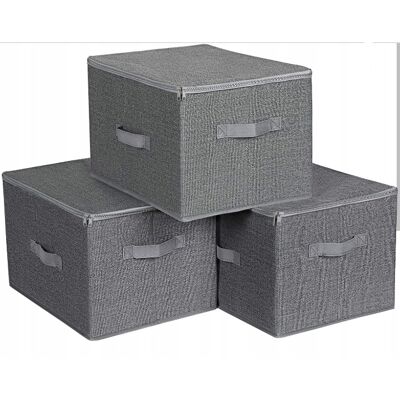 Songmics Zestaw 3 Pudełek Składanych Z Pokrywą 40x30x25 Szare Songmics Zestaw 3 Pudełek Składanych Z Pokrywą 40x30x25 Szare