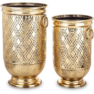 ART 2 x Złota Duża Wysoka Osłonka Metalowa Donica Retro Loft Antyk Z Uchwytem ART 2 x Złota Duża Wysoka Osłonka Metalowa Donica Retro Loft Antyk Z Uchwytem