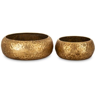 ART 2 x Złota Okrągła Osłonka Donica Metalowa Młotkowana Retro Vintage Loft ART 2 x Złota Okrągła Osłonka Donica Metalowa Młotkowana Retro Vintage Loft