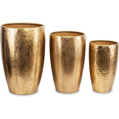 ART 3 x Złota Wysoka Stylowa Metalowa Osłonka Donica Wiadra Komplet 3 Sztuki ART 3 x Złota Wysoka Stylowa Metalowa Osłonka Donica Wiadra Komplet 3 Sztuki