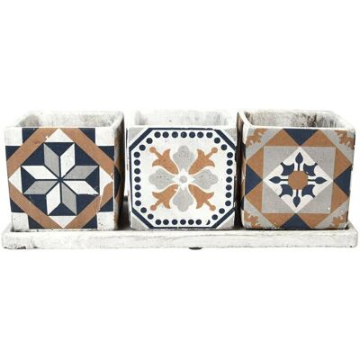 Esschert Design 3x Osłonka na Kwiaty Donica Portugalska Boho Esschert Design 3x Osłonka na Kwiaty Donica Portugalska Boho