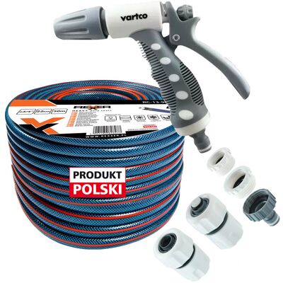 REXXER 4-Warstwowy Wąż Ogrodowy 3/4' 50 M + Złączki + Plastikowy Pistolet Zraszający REXXER 4-Warstwowy Wąż Ogrodowy 3/4' 50 M + Złączki + Plastikowy Pistolet Zraszający