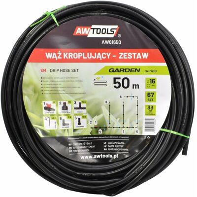AWTOOLS, Wąż Kroplujący Zestaw 50M, AW61650 AWTOOLS, Wąż Kroplujący Zestaw 50M, AW61650