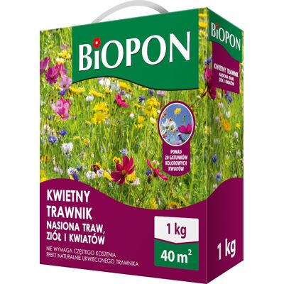 Bros BIOPON kwietny trawnik - mieszanka nasion traw, ziół i kwiatów 1kg Bros BIOPON kwietny trawnik - mieszanka nasion traw, ziół i kwiatów 1kg