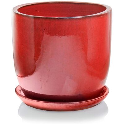 POLNIX Czerwona Donica Ceramiczna Z Podstawkiem 23X20 Cm POLNIX Czerwona Donica Ceramiczna Z Podstawkiem 23X20 Cm