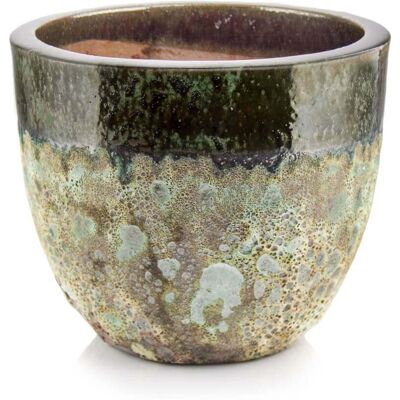 POLNIX Donica Mrozoodporna Ceramiczna Zielona Ogrodowa - Okrągła 30x26 Cm POLNIX Donica Mrozoodporna Ceramiczna Zielona Ogrodowa - Okrągła 30x26 Cm