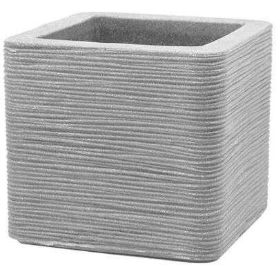 Donica Ogrodowa Kwadratowa 30 X 30 Cm Kubus Ryflowana Szara Patio Donica Ogrodowa Kwadratowa 30 X 30 Cm Kubus Ryflowana Szara Patio