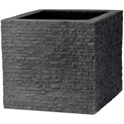Donica ogrodowa kwadratowa 40 x 40 cm Kubus ceglana antracytowa PATIO Donica ogrodowa kwadratowa 40 x 40 cm Kubus ceglana antracytowa PATIO