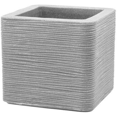 Donica ogrodowa kwadratowa 50 x 50 cm Kubus ryflowana szara PATIO Donica ogrodowa kwadratowa 50 x 50 cm Kubus ryflowana szara PATIO