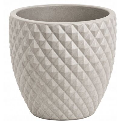 POLNIX Doniczka ceramiczna osłonka okrągła tłoczenia beżowa 38cm POLNIX Doniczka ceramiczna osłonka okrągła tłoczenia beżowa 38cm