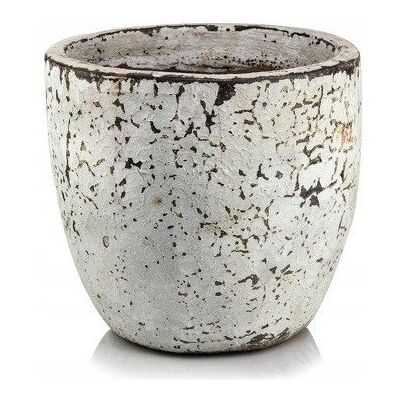 POLNIX Doniczka Ceramiczna Osłonka Okrągła Vintage Brudna Biel 37 Cm POLNIX Doniczka Ceramiczna Osłonka Okrągła Vintage Brudna Biel 37 Cm