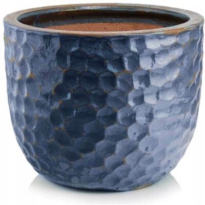 POLNIX Doniczka ceramiczna osłonka okrągła Vintage niebieska 20 cm POLNIX Doniczka ceramiczna osłonka okrągła Vintage niebieska 20 cm