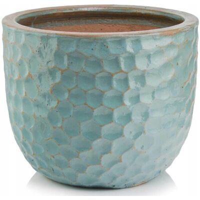 POLNIX Doniczka ceramiczna osłonka okrągła Vintage turkusowa 28 cm POLNIX Doniczka ceramiczna osłonka okrągła Vintage turkusowa 28 cm