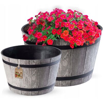 Duży Plastikowy Doniczka Kadax - Imitacja Drewna - 30 & 40cm Duży Plastikowy Doniczka Kadax - Imitacja Drewna - 30 & 40cm