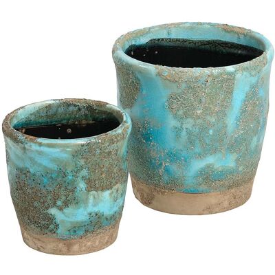 Belldeco Doniczka, donica, osłonka Azzurro Old, ceramika, 16,5x17x17 cm (C24021A94) Belldeco Doniczka, donica, osłonka Azzurro Old, ceramika, 16,5x17x17 cm (C24021A94)