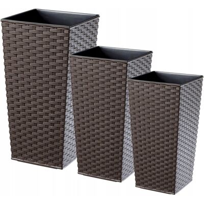 KADAX DONICZKA DONICA + WKŁAD ZESTAW 3 szt KWIETNIK WYSOKA OGRODOWA MOKKA 68 cm KADAX DONICZKA DONICA + WKŁAD ZESTAW 3 szt KWIETNIK WYSOKA OGRODOWA MOKKA 68 cm