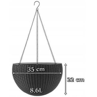 Doniczka wisząca na balkon doniczki na ścianę rattan Keter Sphere Planter Doniczka wisząca na balkon doniczki na ścianę rattan Keter Sphere Planter