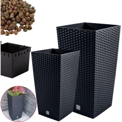PROSPERPLAST Doniczka Wysoka Drts + Wkład, Keramzyt 2l Zestaw Donica 2szt PROSPERPLAST Doniczka Wysoka Drts + Wkład, Keramzyt 2l Zestaw Donica 2szt