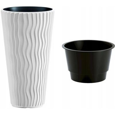 PROSPERPLAST Doniczka z wkładem plastikowa Sandy Slim biała 62x34,9 PROSPERPLAST Doniczka z wkładem plastikowa Sandy Slim biała 62x34,9