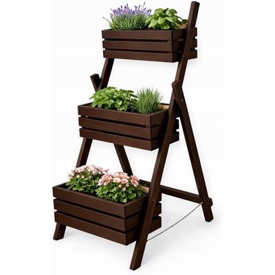 Inny producent Drewniany kwietnik schodkowy brązowy - warzywniak, stojak, wkład 40 cm Inny producent Drewniany kwietnik schodkowy brązowy - warzywniak, stojak, wkład 40 cm