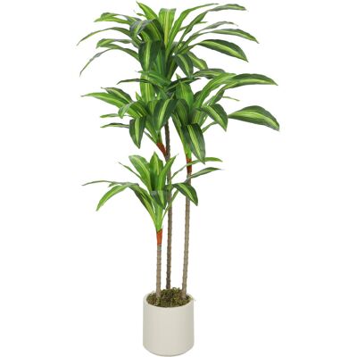 HOMCOM Sztuczna Dracena 120 cm z elastycznymi pniami i białą donicą HOMCOM Sztuczna Dracena 120 cm z elastycznymi pniami i białą donicą