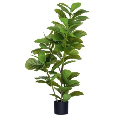 HOMCOM Sztuczna roślina Ficus, 110 cm wysokości z 90 liśćmi i doniczką, Dekoracyjne sztuczne drzewo do salonu i biura, Zielone HOMCOM Sztuczna roślina Ficus, 110 cm wysokości z 90 liśćmi i doniczką, Dekoracyjne sztuczne drzewo do salonu i biura, Zielone