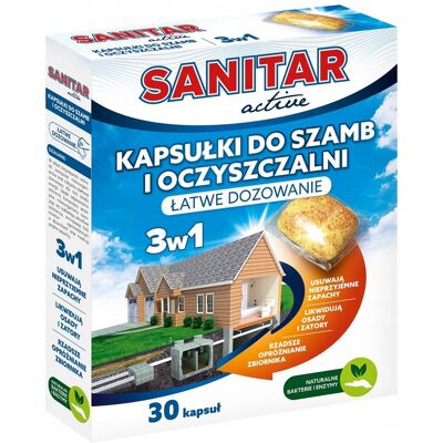 Kapsułki do szamb i oczyszczalni bakterie Sanitar Active 30szt - Agrecol Kapsułki do szamb i oczyszczalni bakterie Sanitar Active 30szt - Agrecol