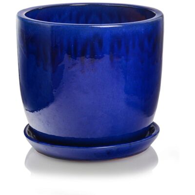 POLNIX Kobaltowa Donica Ceramiczna Z Podstawkiem 41X34 Cm POLNIX Kobaltowa Donica Ceramiczna Z Podstawkiem 41X34 Cm