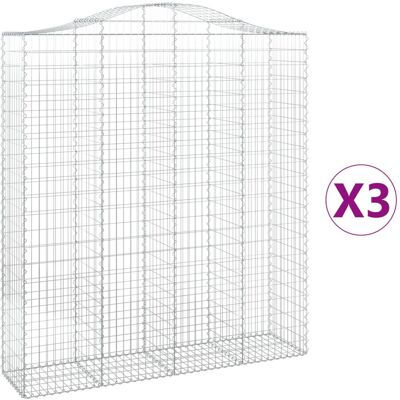 VMP Kosze gabionowe, 3 szt, 200x50x220/240 cm, galwanizowane żelazo VMP Kosze gabionowe, 3 szt, 200x50x220/240 cm, galwanizowane żelazo