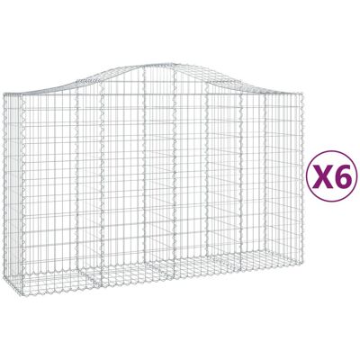 VMP Kosze Gabionowe, 6 Szt, 200x50x120/140 Cm, Galwanizowane Żelazo VMP Kosze Gabionowe, 6 Szt, 200x50x120/140 Cm, Galwanizowane Żelazo