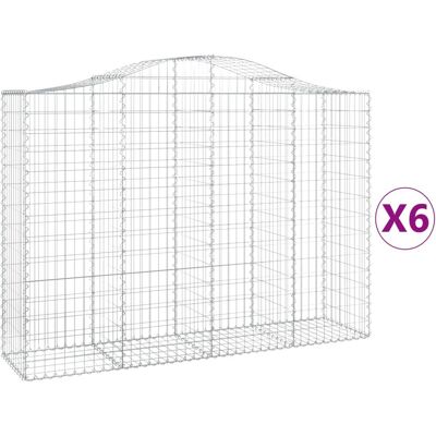 VMP Kosze Gabionowe, 6 Szt, 200x50x140/160 Cm, Galwanizowane Żelazo VMP Kosze Gabionowe, 6 Szt, 200x50x140/160 Cm, Galwanizowane Żelazo