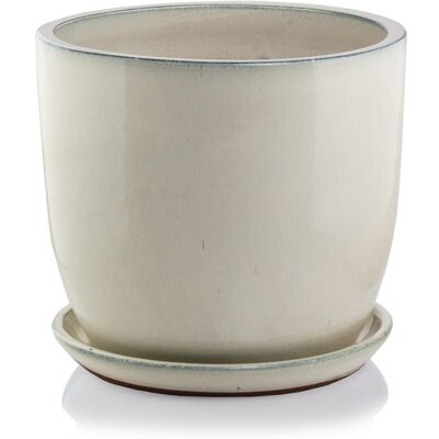 POLNIX Kremowa Donica Ceramiczna Z Podstawkiem 23X20 Cm POLNIX Kremowa Donica Ceramiczna Z Podstawkiem 23X20 Cm
