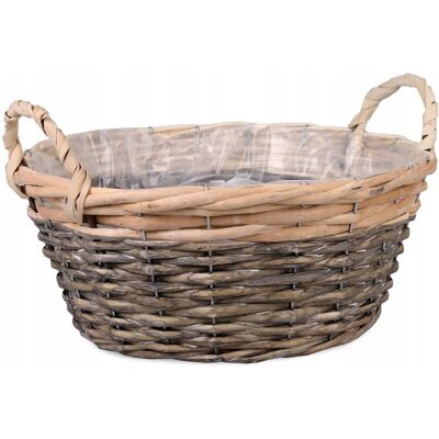 Tin Tours Kwietnik Kosz Wiklinowy Okrągły Z Uchwytami 34x34x15/20 Cm Tin Tours Kwietnik Kosz Wiklinowy Okrągły Z Uchwytami 34x34x15/20 Cm